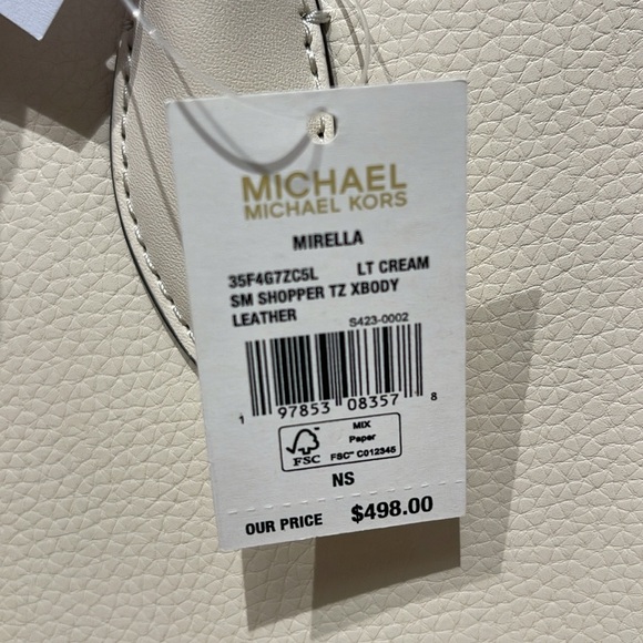 Michael Kors Mirella Small Pebbled Leather Shopper Top Zip Crossbody XBody Bag - Picture 12 of 16